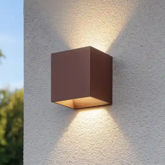 Ideal lux rubik ap 4000k applique per esterno led cubo ip54 marrone corten Spedito Oggi