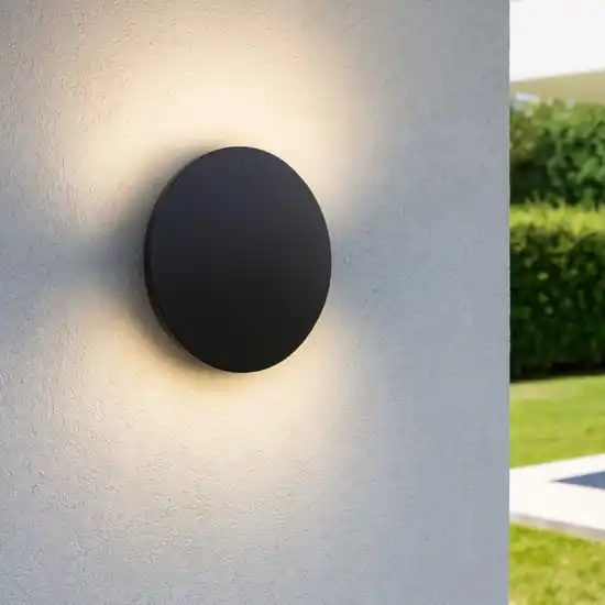 Ideal lux punto ap d24 applique led 12w 3000k tonda nera ip54 Saldi