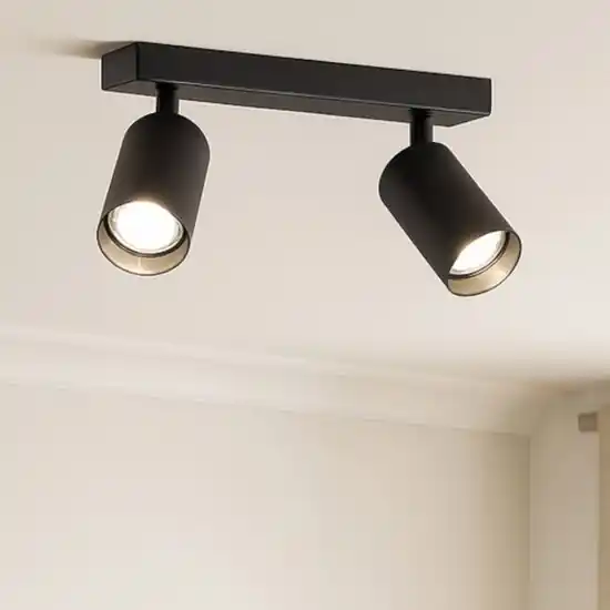 Plafoniera con 2 faretti orientabili nera Promo Stagionale