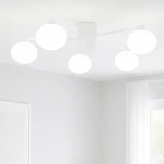 Vendita Finale Ideal lux hermes pl5 d90 plafoniera 5 sfere vetro bianco per salotto moderna