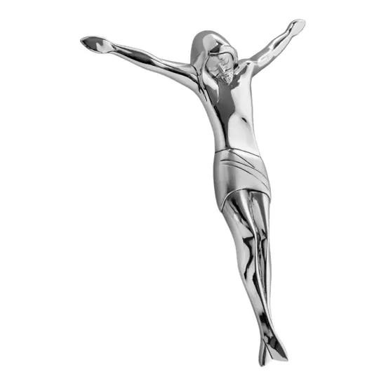 Crocifisso da parete cristo 25x22 cromato moderno Miglior Prezzo