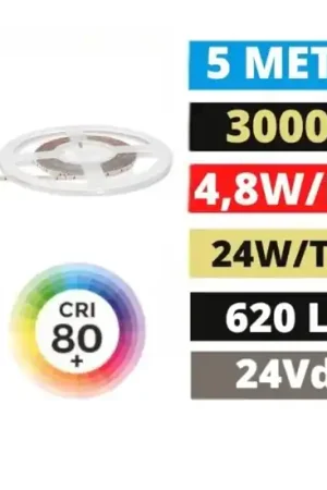 Offerta Del Giorno Bobina 5mt striscia led 4,8w-mt 3000k 24vdc gea luce