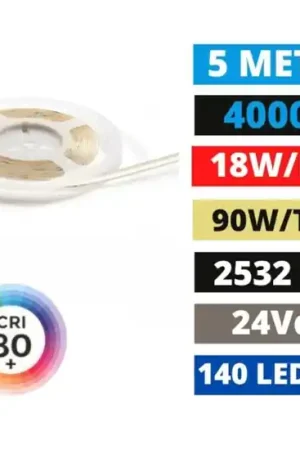 Offerta Del Giorno Striscia led bobina 5 mt 18w-mt 4000k 24v gea luce