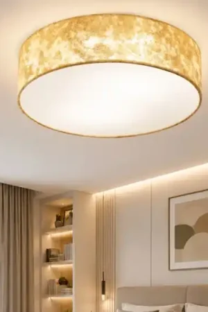 Ultima Occasione Viserbella eglo plafoniera per camera da letto rotonda tessuto foglia oro