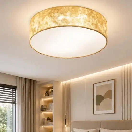 Ultima Occasione Viserbella eglo plafoniera per camera da letto rotonda tessuto foglia oro
