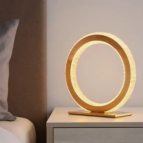 Abat-jour lampada comodino anello oro per camera da letto contemporanea Prezzo Di Fabbrica