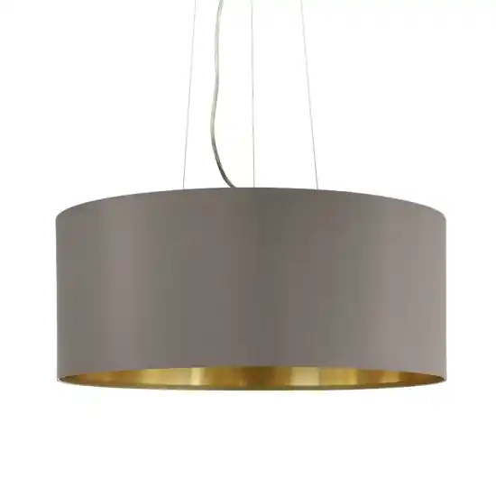 Lampadario cilindro a sospensione in tessuto cappuccino interno oro 53 cm eglo maserlo Prezzo Conveniente
