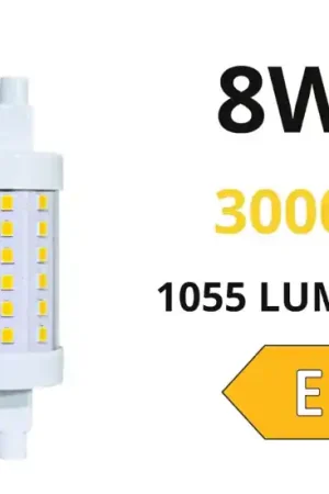 Subito Disponibile Lampadina r7s led 8w 3000k 78mm 1055lm ottica 360 life