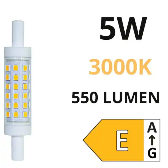 Lampadina life r7s led 5w 3000k 78mm 550lm ottica 360 Vendita Finale