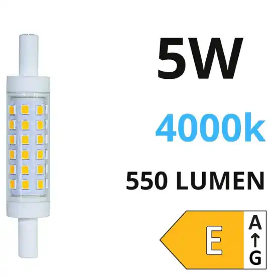Lampadina life r7s led 5w 4000k 78mm 550lm ottica 360 Non Perdere