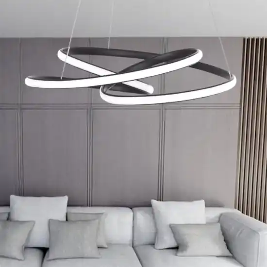 Spedizione Espresso Lampadario nero per soggiorno led 43w 3000k dimmerabile moderno