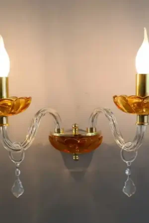 Saldi Applique da parete ondaluce vetro cristallo ambra elegante due luci