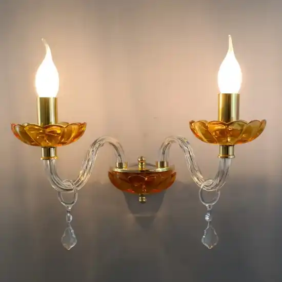 Saldi Applique da parete ondaluce vetro cristallo ambra elegante due luci