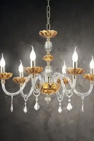 Compra Oggi Stesso Ondaluce lampadario vetro cristallo ambrato