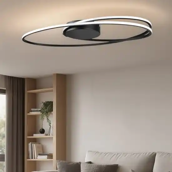Quantità Limitata Plafoniera design moderna led 3000k nera ovale per soggiorno