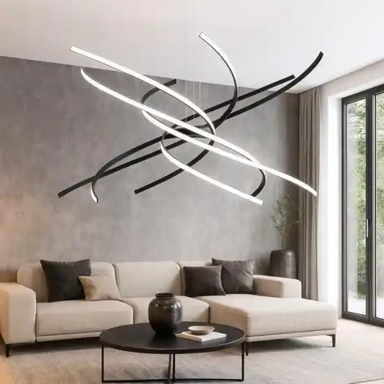 Tornado top light lampadario moderno 69w 3000k nero per soggiorno Ultimissimo Modello