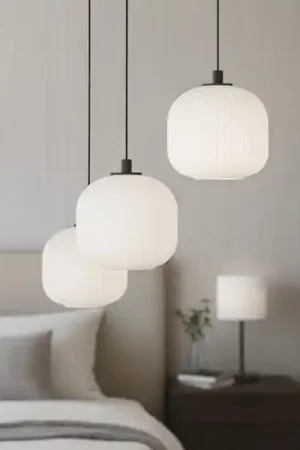 Lampadario camera da letto nero vetri bianchi eglo mantunalle Vendita Finale