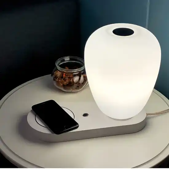 Occasione Lampada da comodino per camera da letto usb caricatore wireless bianca moderna