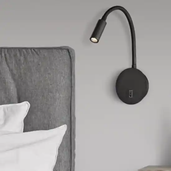 Non Perdere Applique comodino camera da letto led 3w 3000k nero luce orientabile
