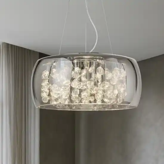Ideal lux audi-80 sp8 lampadario moderno per salotto vetro fume‘ otto luci Soddisfatti O Rimborsati