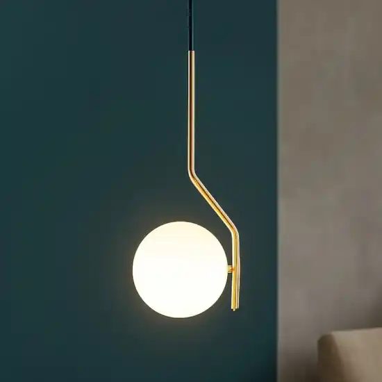 Lampada per comodino stanza da letto oro sfera vetro bianco Reso Gratuito
