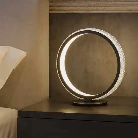 Soddisfatti O Rimborsati Abat-jour led lampada da comodino cerchio moderna nera