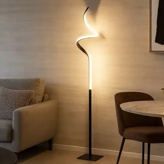 Vendita Finale Piantana led 11w 3000k ricciolo nero design moderna