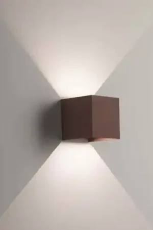 Applique per esterno led 6w 4000k cubo marrone corten Promozione Esclusiva