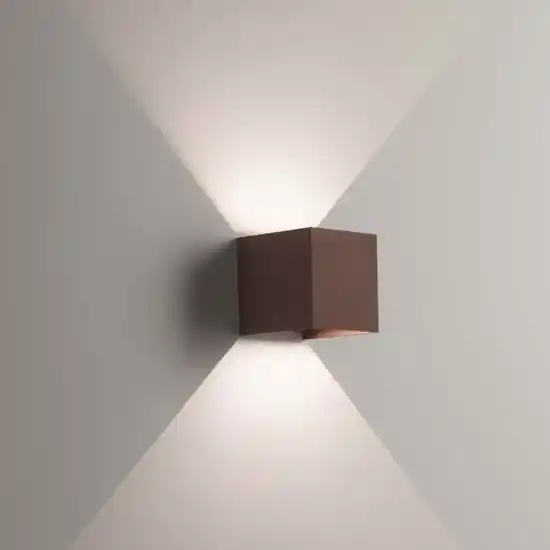 Applique per esterno led 6w 4000k cubo marrone corten Promozione Esclusiva