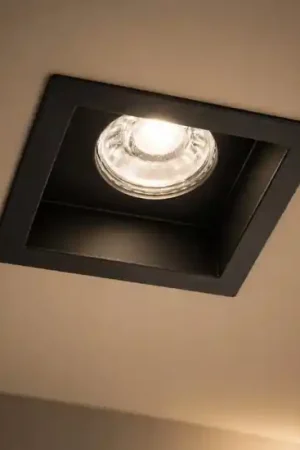Economico Isyluce faretto quadrato nero da incasso per controsoffitto