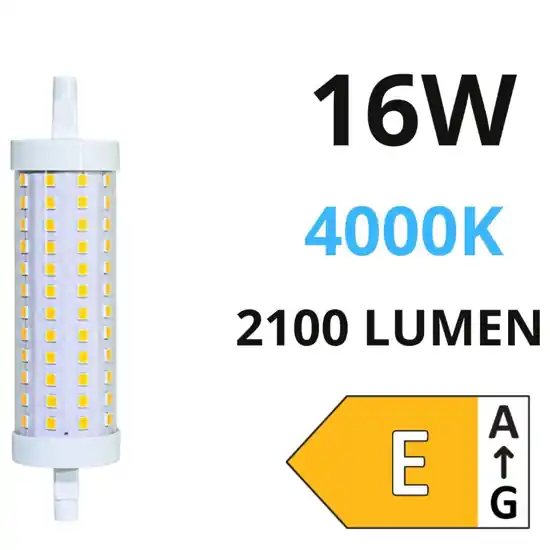 Lampadina led r7s 16w 4000k 2100lm 118mm life ottica 320 Non Perdere