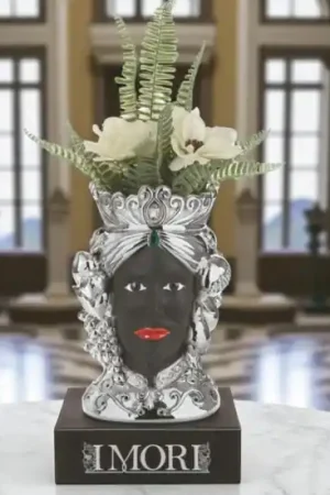 Ultimissimo Modello Testa di moro argento nero h28 lui vaso bongelli preziosi