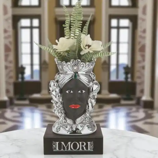 Ultimissimo Modello Testa di moro argento nero h28 lui vaso bongelli preziosi