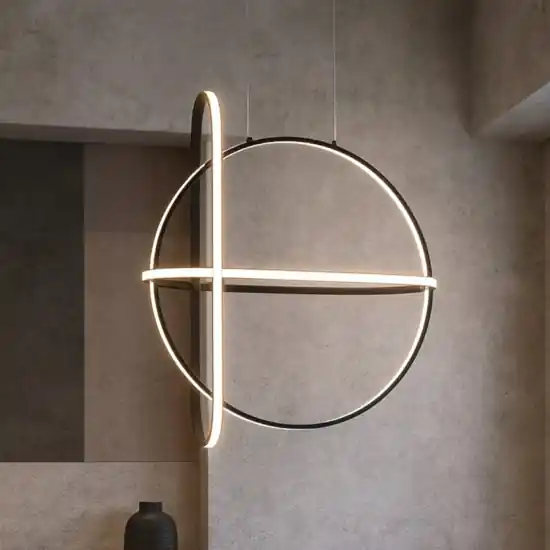 Lampadario nero per soggiorno moderno led 49w 3000k Novità