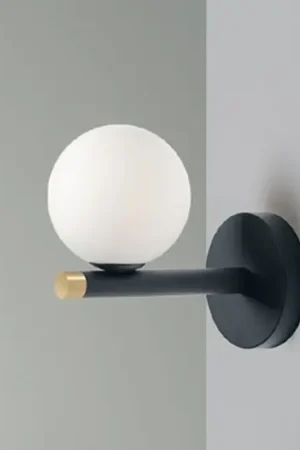 Esclusivo Miloox pomi applique moderna nero sfera vetro bianco