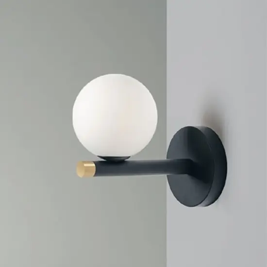 Esclusivo Miloox pomi applique moderna nero sfera vetro bianco