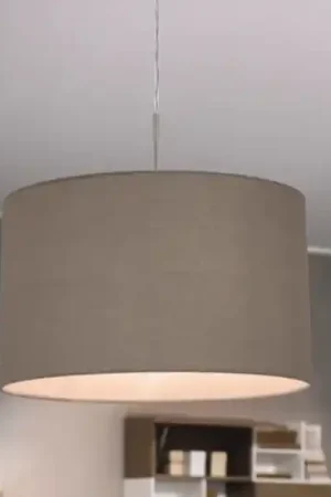 Lampadario a sospensione cilindro in tessuto tortora 38 cm eglo pasteri Promo Stagionale