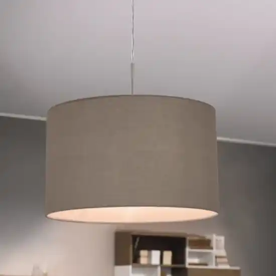 Lampadario a sospensione cilindro in tessuto tortora 38 cm eglo pasteri Promo Stagionale
