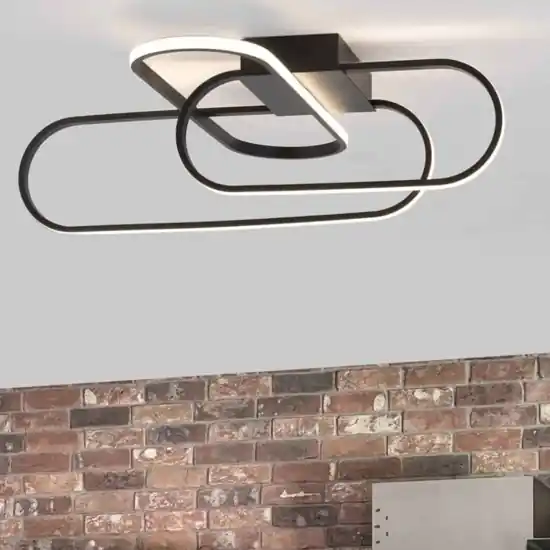 Plafoniera led 3000k 38w nera design moderna per cucina Sconto