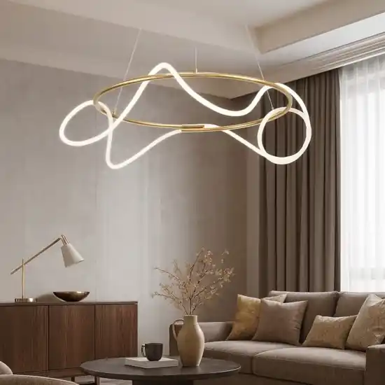 Lampadario oro per soggiorno moderno tubo led 43w 3000k Prezzo Scontato
