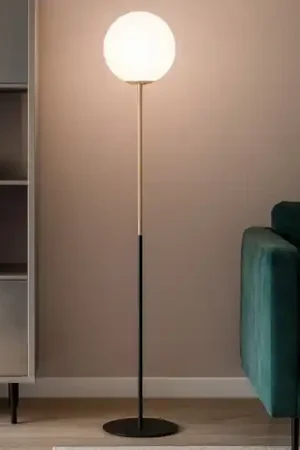 Economico Jugen miloox lampada da terra dimmerabile oro vetro bianco