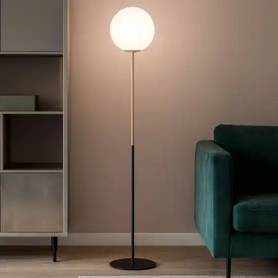 Economico Jugen miloox lampada da terra dimmerabile oro vetro bianco