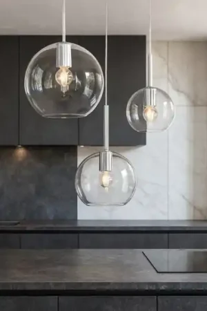 A Buon Prezzo Lampadario per cucina 3 bocce trasparenti in vetro