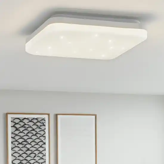 Eglo frania plafoniera bianca led 17w 3000k effetto cristalli Popolare