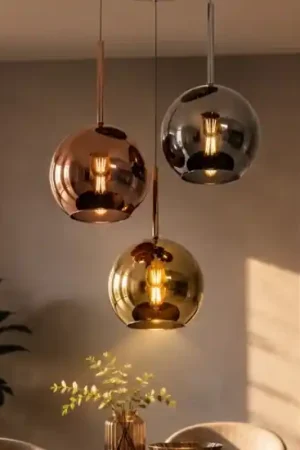 Compra Adesso Lampadario moderno 3 luci vetri cromo rame oro future top light