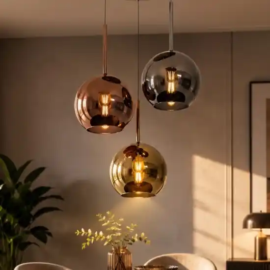 Compra Adesso Lampadario moderno 3 luci vetri cromo rame oro future top light