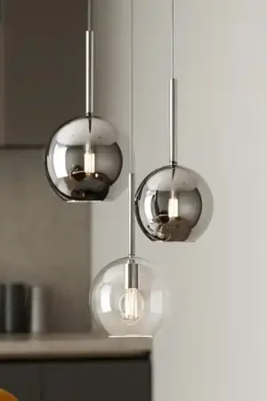 Bestseller Lampadario da cucina tre vetri sferici cromo trasparente