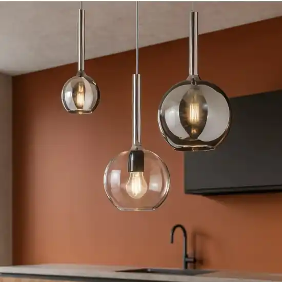 A Buon Prezzo Lampadario da cucina 3 luci vetri cromo trasparente