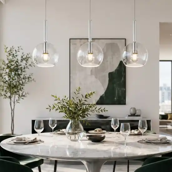 Compra Adesso Lampadario per isola cucina vetri sfere trasparenti