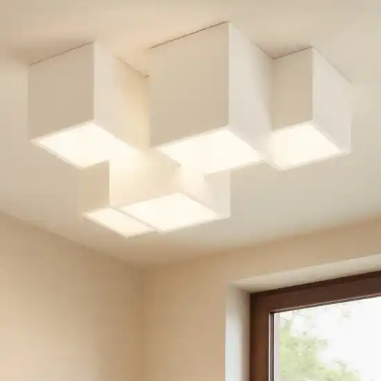 Promo Stagionale Sforzin herea plafoniera 5 faretti led moderna cubi di gesso bianco pitturabile